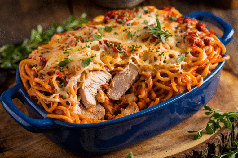 Irresistible Spicy Southern Chicken Spaghetti Casserole That’ll Make Your Fork Do a Victory Lap