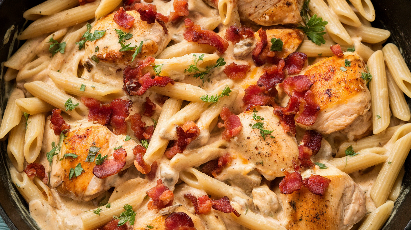 Creamy Chicken Bacon Ranch Pasta