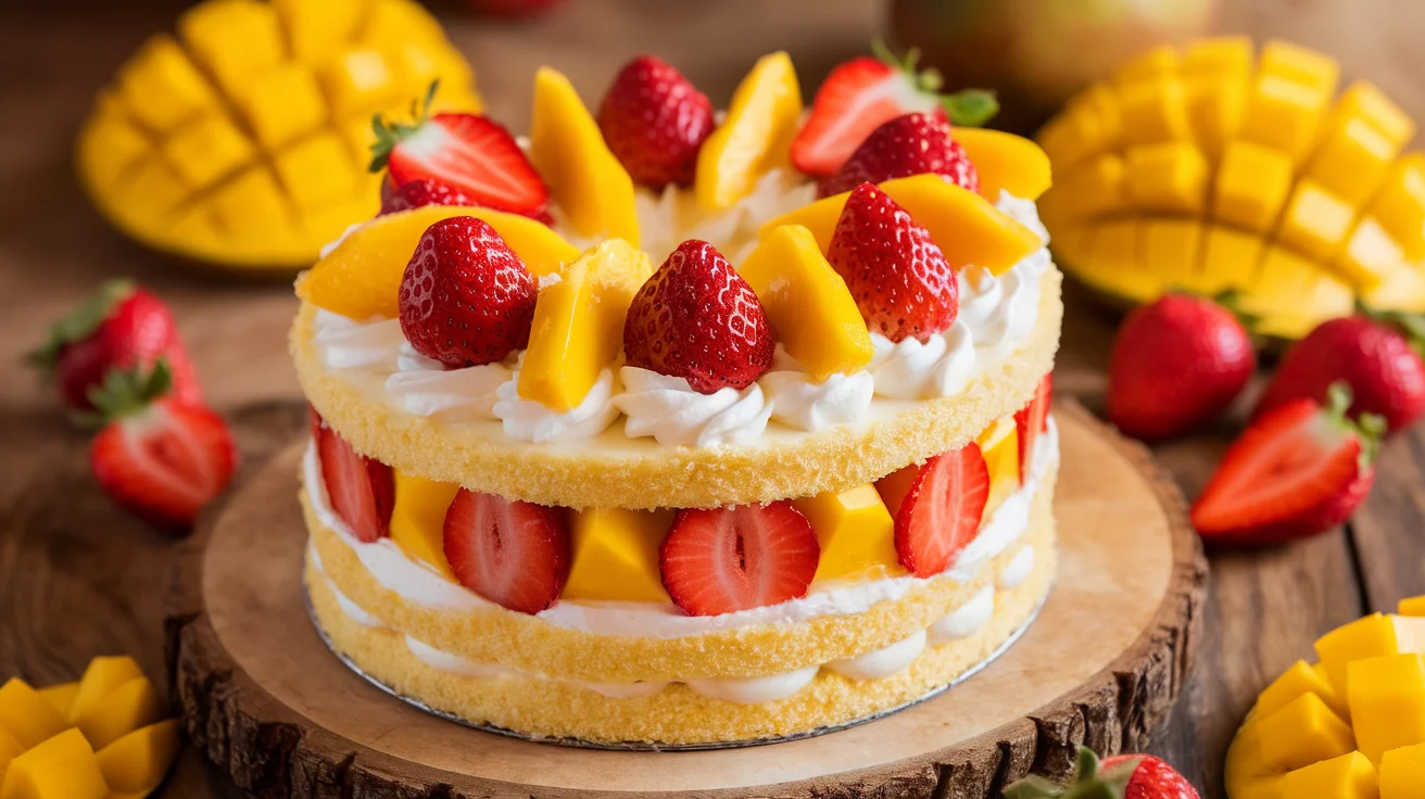 Strawberry Mango Split Cake