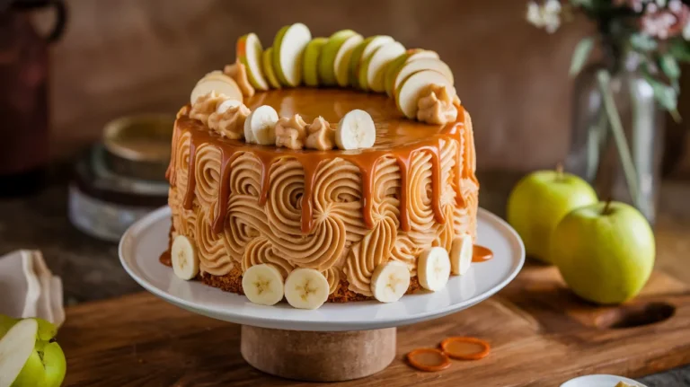 Apple & Banana Cake with Caramel Cream Cheese Frosting