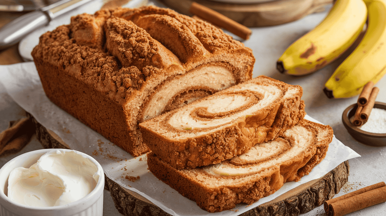 homemade cinnamon swirl banana bread