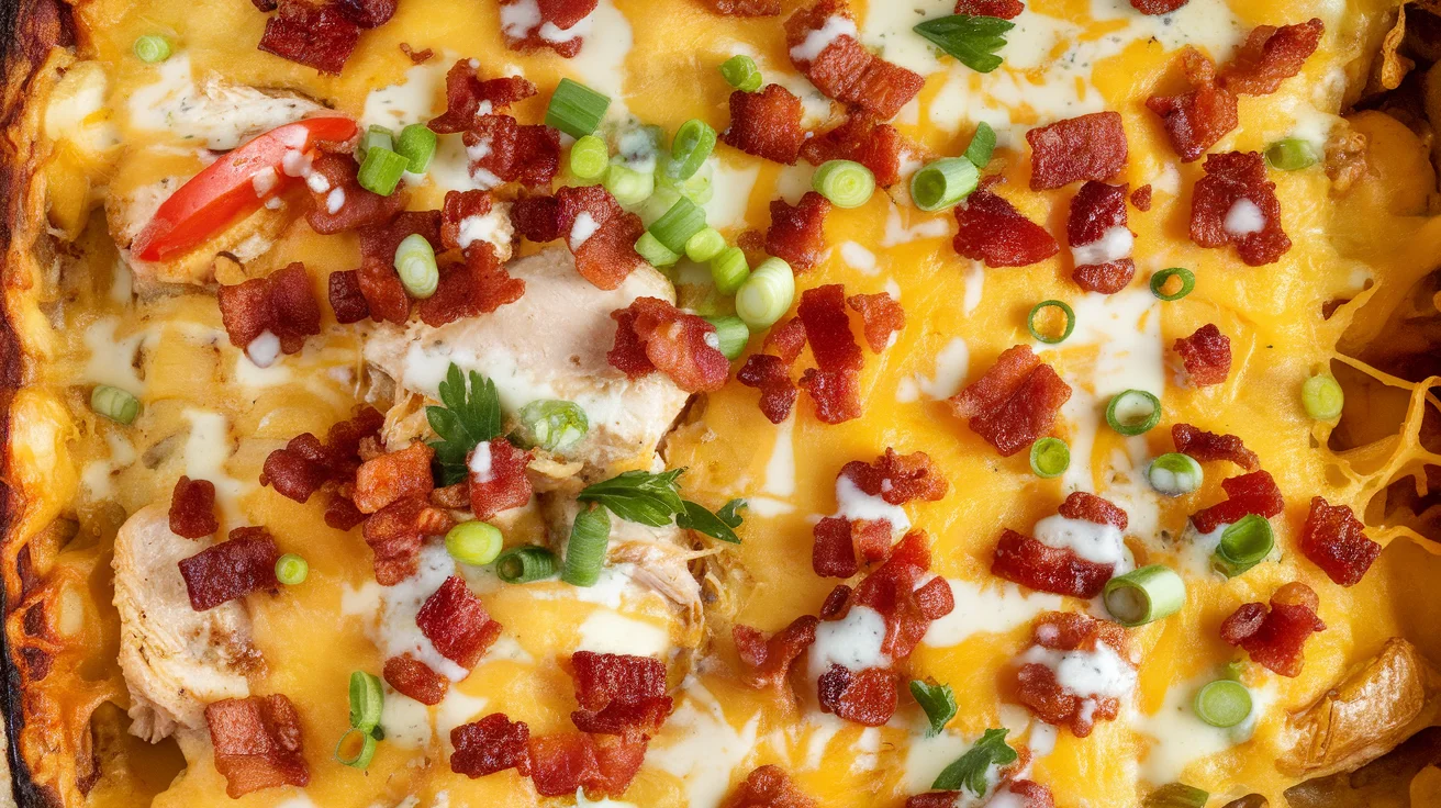 Cheesy Bacon Ranch Potato Bake with Chicken