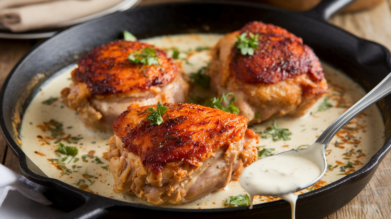 Creamy Oven Baked Chicken Thighs
