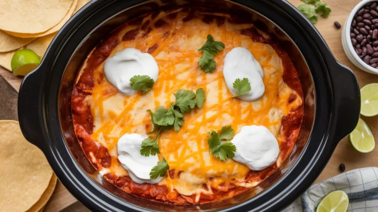 Crockpot Chicken Enchilada Casserole
