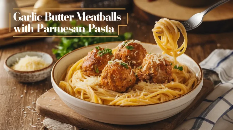 Garlic Butter Meatballs with Parmesan Pasta