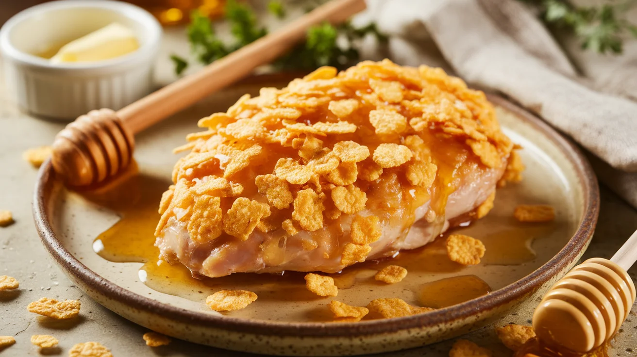 Honey Butter Cornflake Crusted Chicken