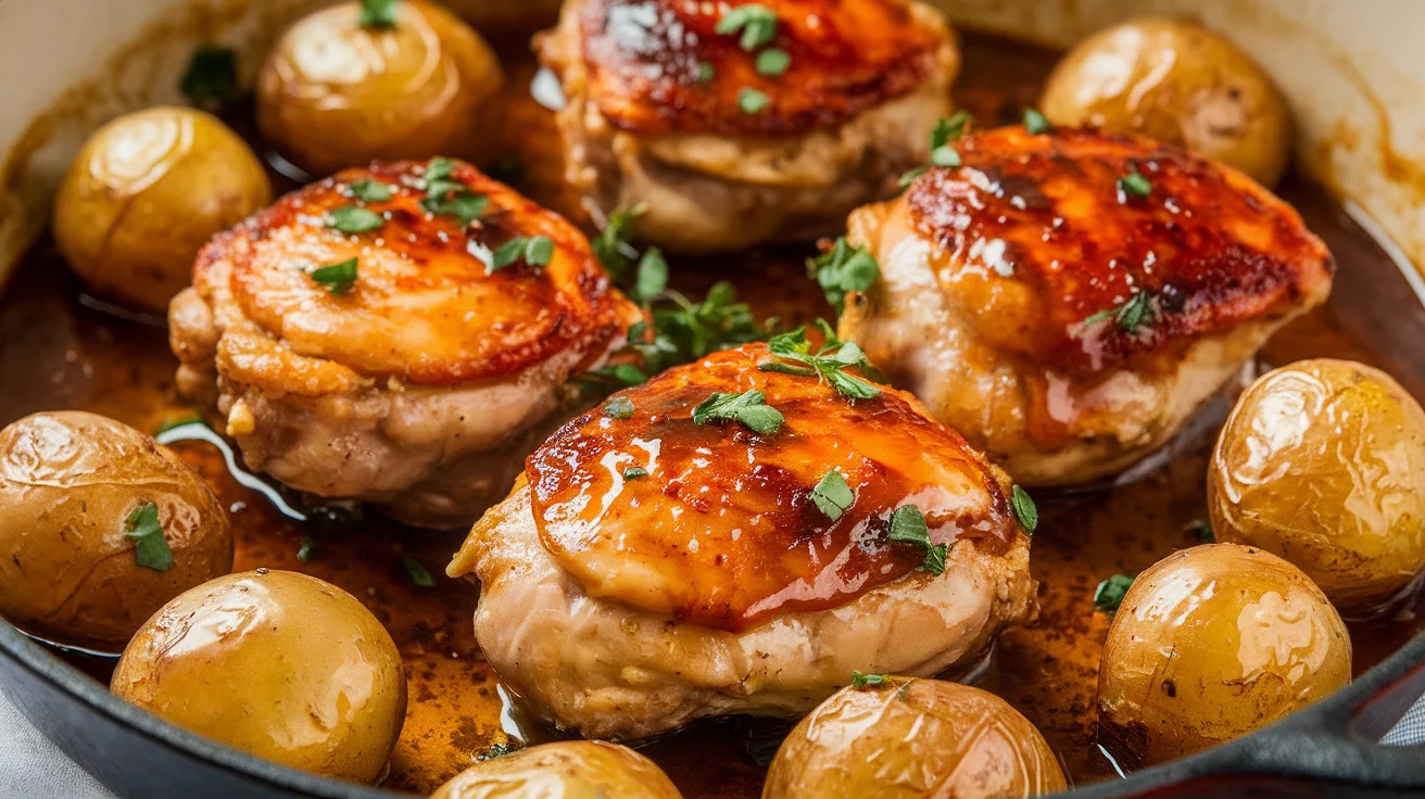 One Pan Honey Garlic Chicken and Potatoes