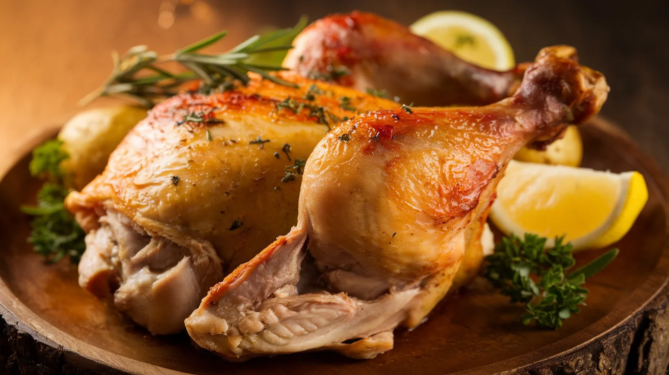 Oven baked chicken leg quarter