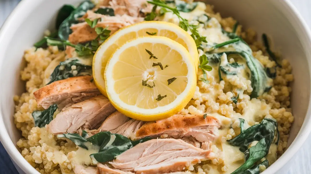 Crockpot Creamy Lemon Herb Chicken & Quinoa