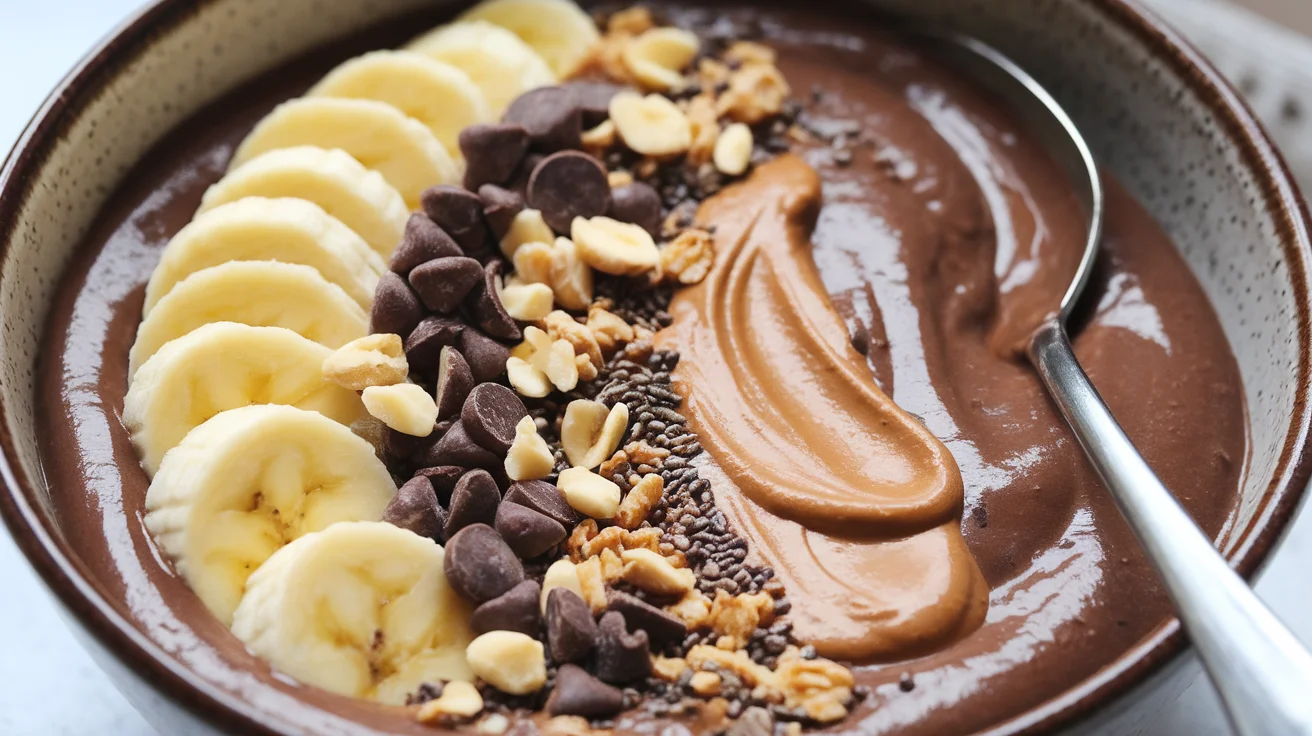 Chocolate Peanut Butter Smoothie Bowl for a Filling Morning Boost