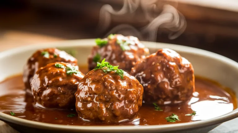 Comforting Beef Meatballs Simmered in a Savory Brown Sauce