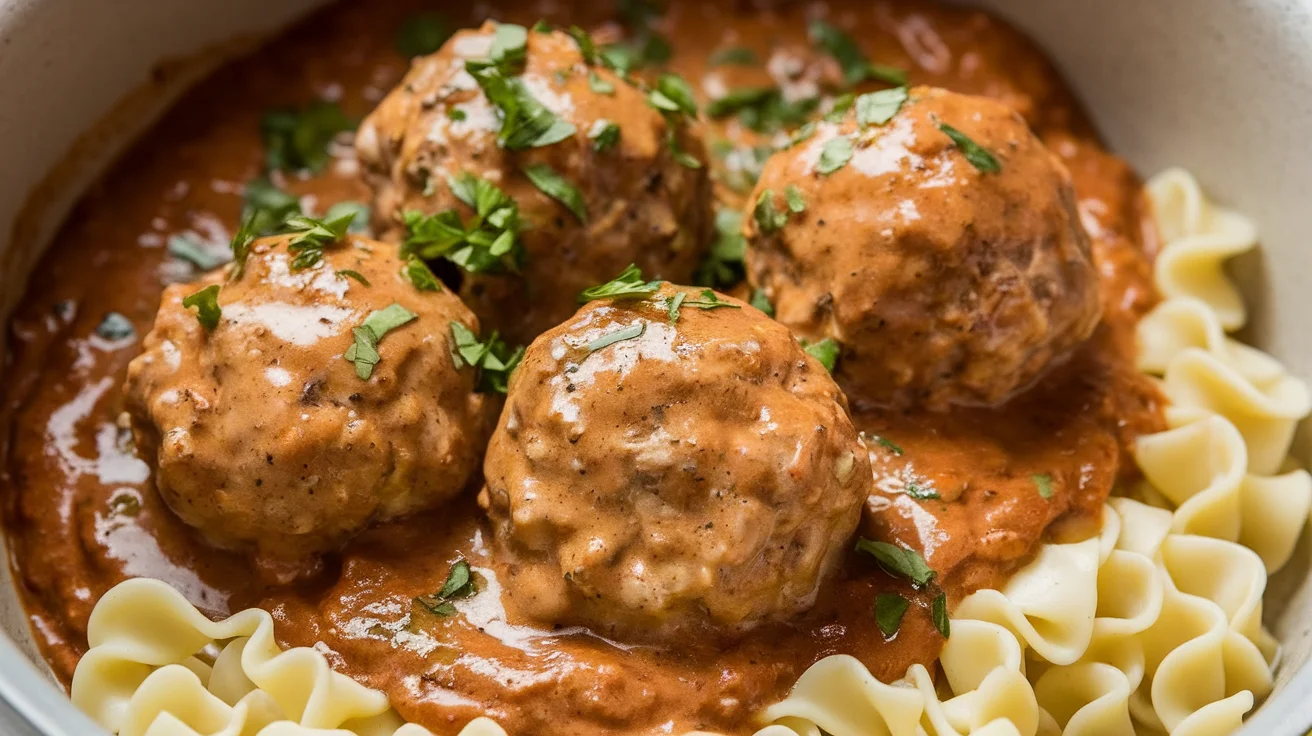 Creamy Crockpot Meatballs with a Swedish-Style Sauce