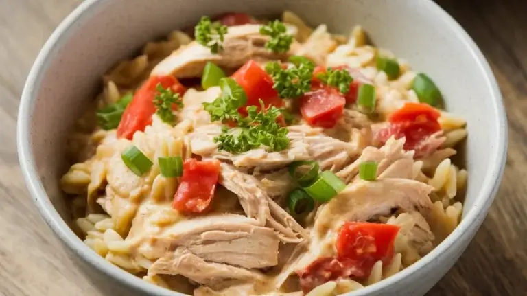 Creamy Garlic Parmesan Chicken & Orzo (Crockpot Edition)