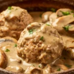 Creamy Slow Cooker Meatballs with Mushroom Gravy