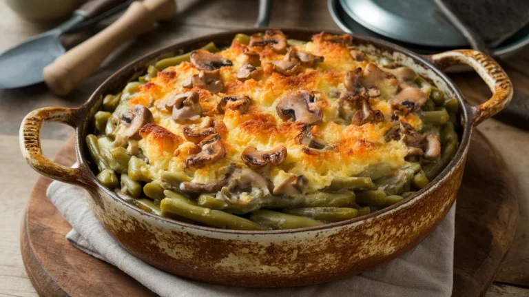 Homestyle Green Bean Casserole with Mushroom Gravy