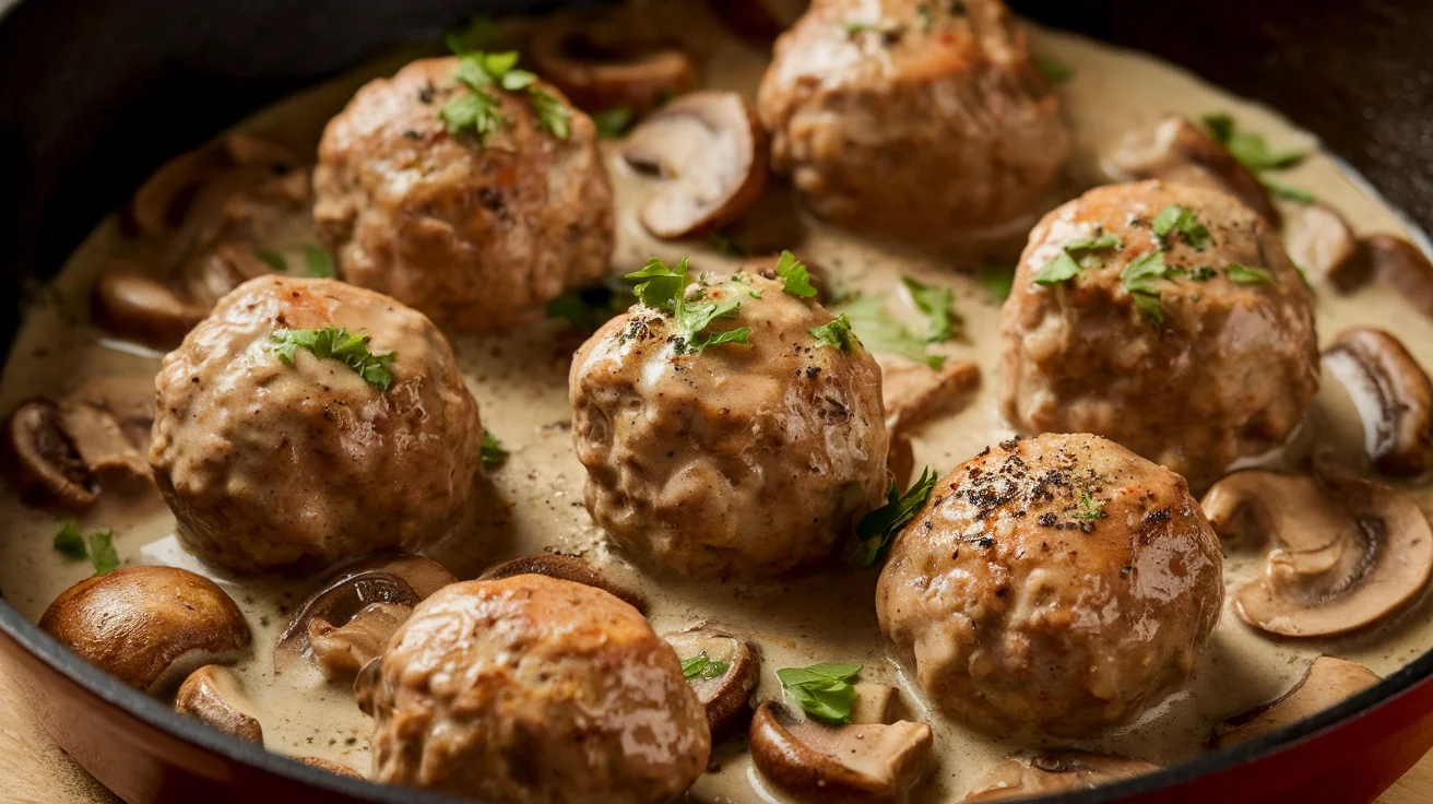 Homestyle Meatballs with Mushroom Cream Sauce