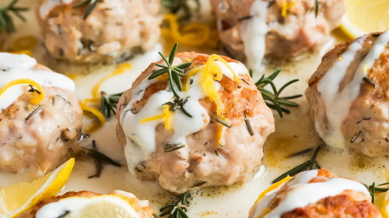 Lemon Herb Chicken Meatballs with Yogurt Sauce
