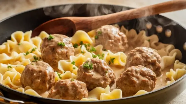 One-Pan Swedish Meatballs with Egg Noodles