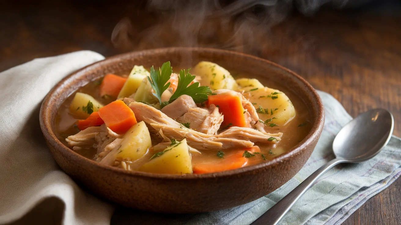 Rustic Crockpot Chicken Stew with Herbs and Tender Potatoes