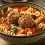 Cozy Meatball and Pasta Soup with Classic Italian Flavors