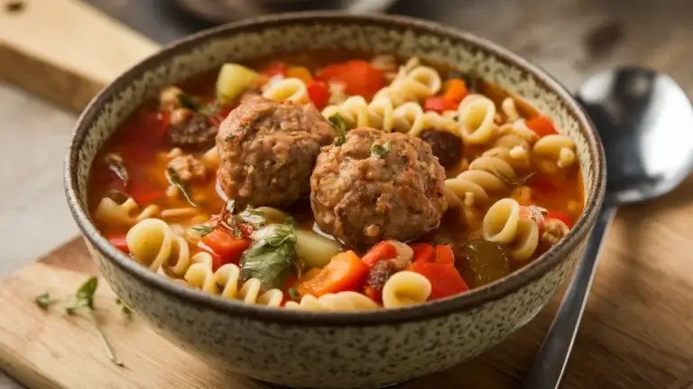 Cozy Meatball and Pasta Soup with Classic Italian Flavors