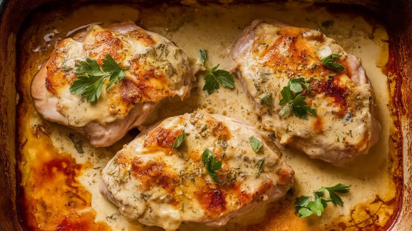 Creamy Baked Chicken with Garlic Cream Cheese Sauce