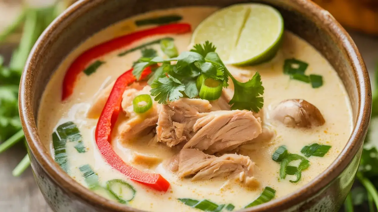 Creamy Coconut Thai Chicken Soup with Lime and Ginger