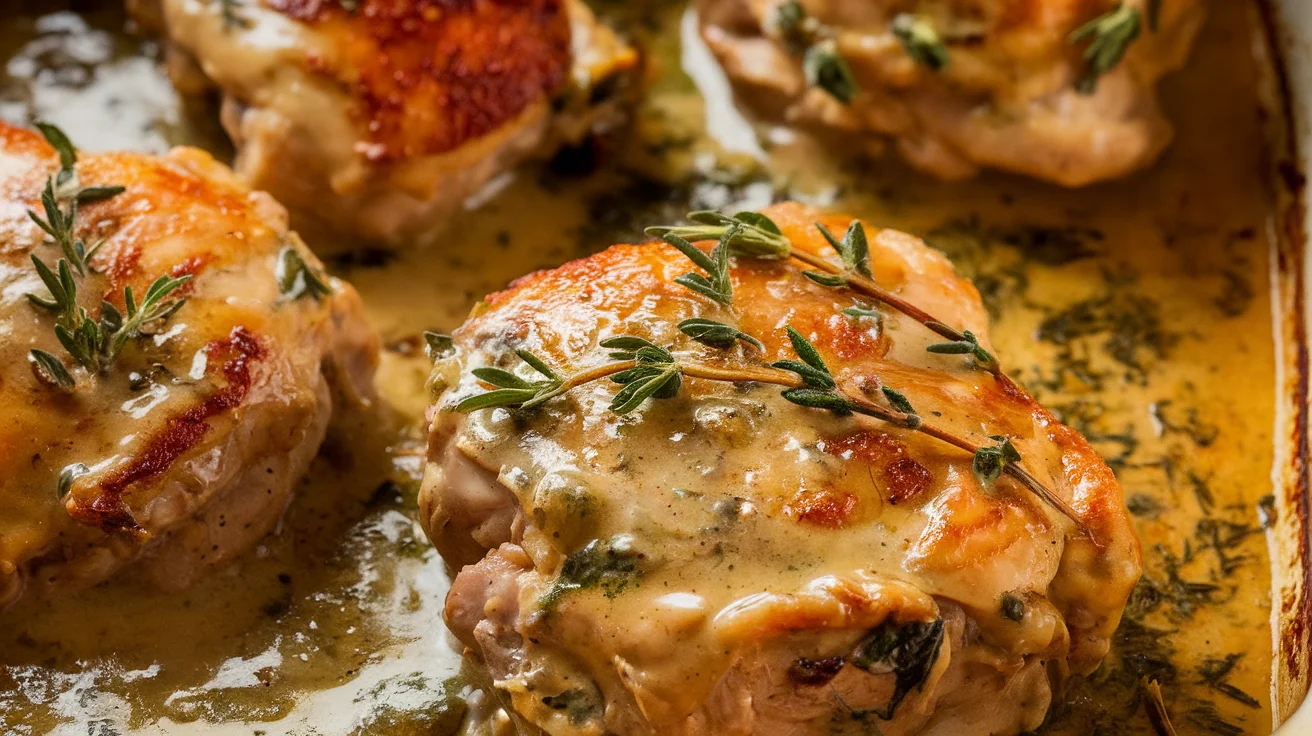 Creamy Herb Oven-Baked Chicken Thighs