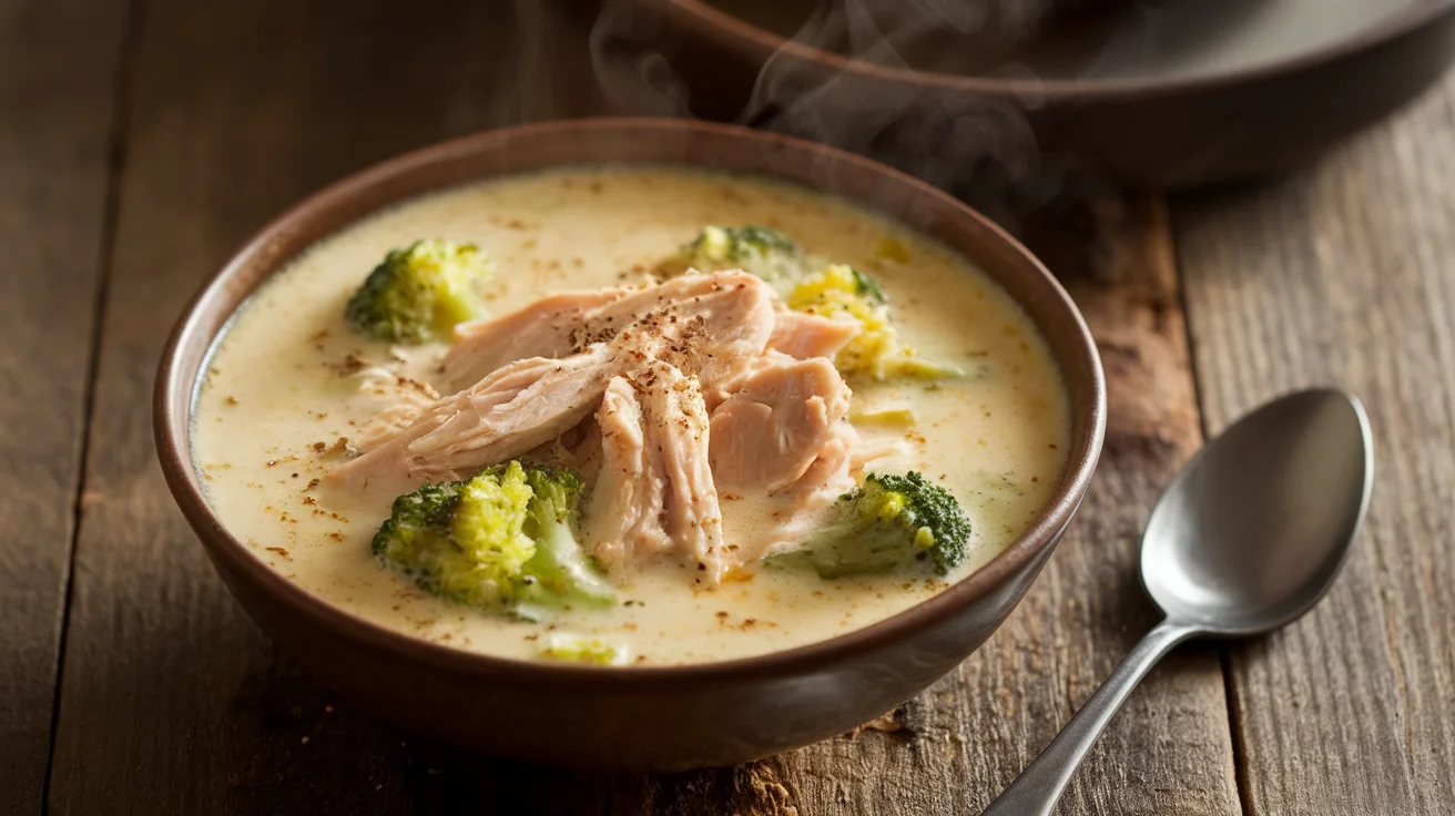 Creamy Slow Cooker Chicken and Broccoli Comfort Soup
