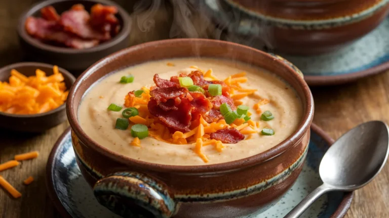 Creamy Slow Cooker Loaded Potato Soup with Cheddar & Bacon