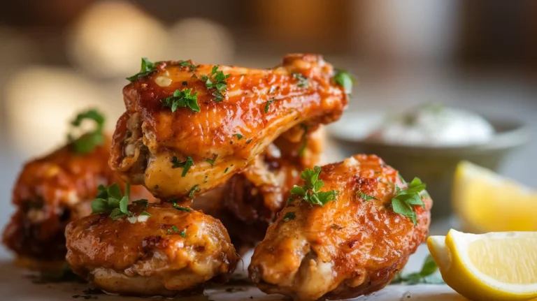 Extra Crispy Oven-Baked Chicken Wings with Garlic Butter Sauce