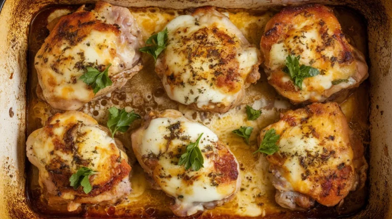 Garlic Mozzarella Chicken Thighs Baked Until Golden