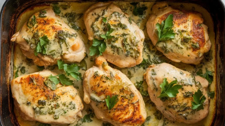 Golden Baked Chicken in Creamy Herb Sauce