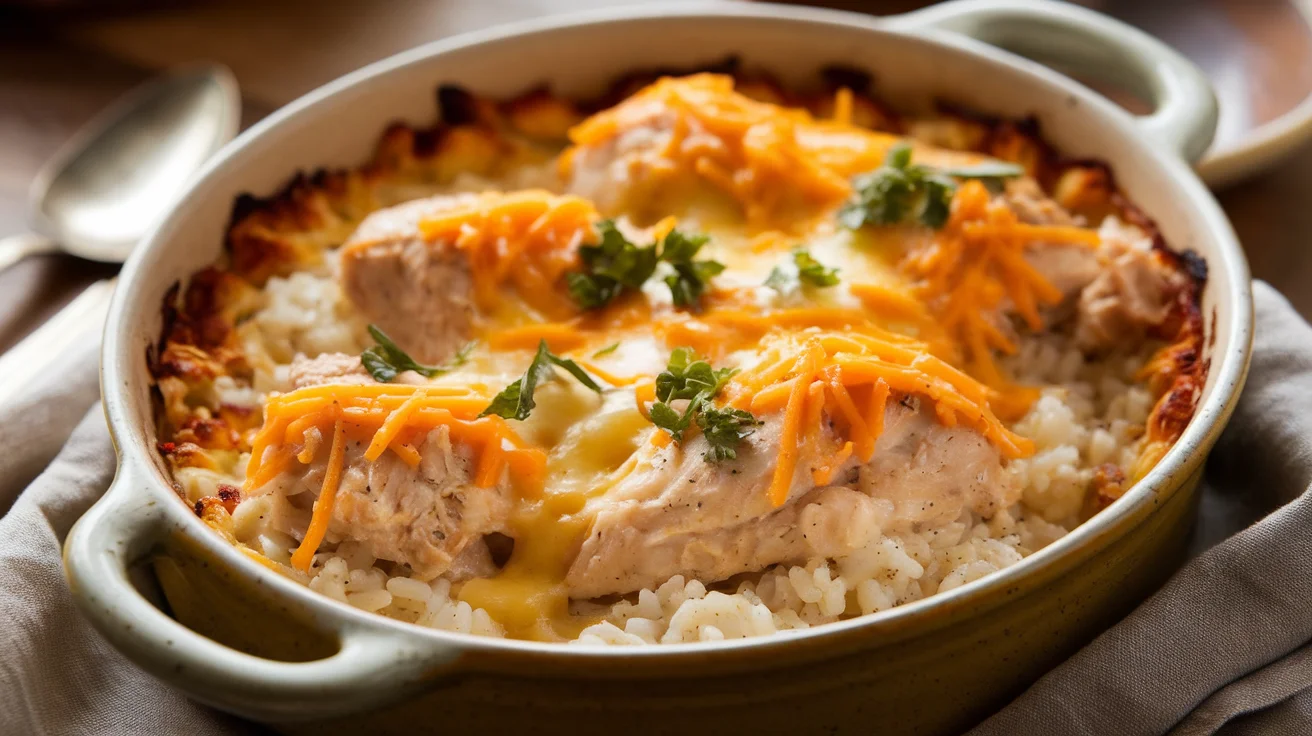 Homestyle Creamy Chicken and Rice Bake