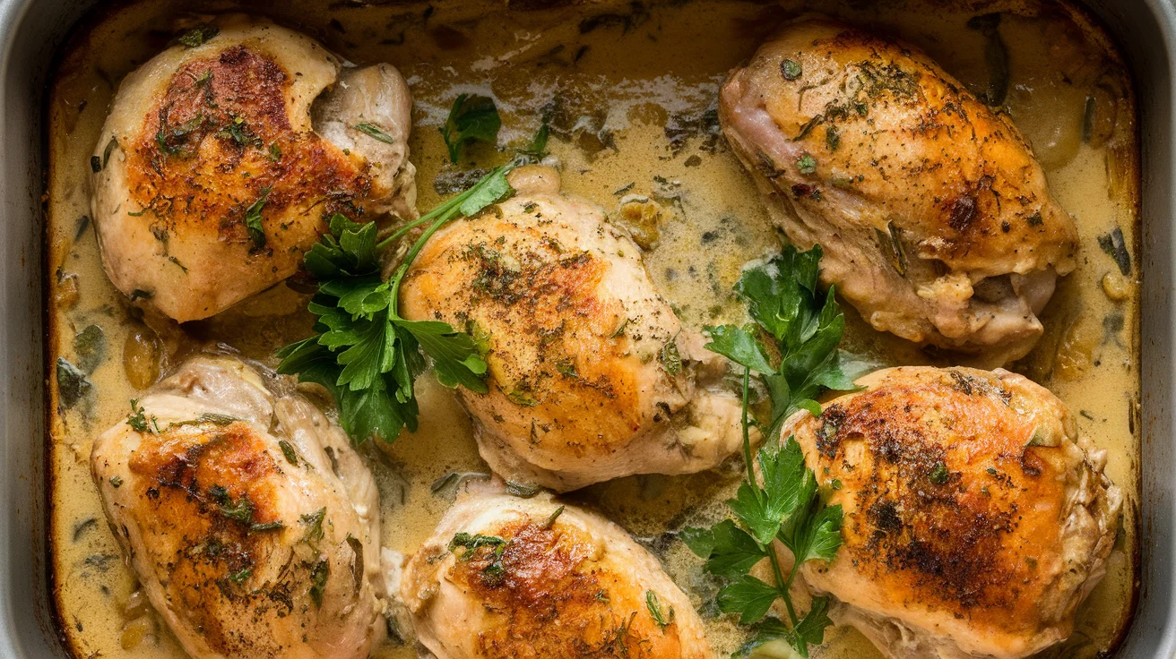 Juicy Oven-Baked Chicken with Creamy Pan Gravy