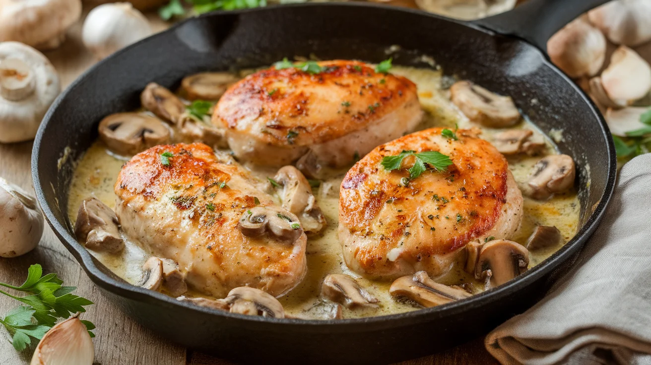 One-Pan Creamy Mushroom Chicken with Garlic Butter