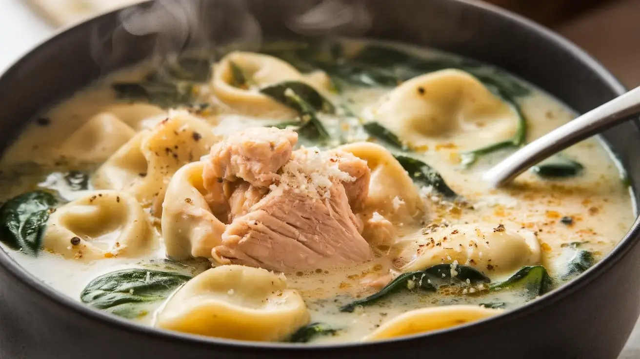 One-Pot Chicken and Spinach Tortellini Soup