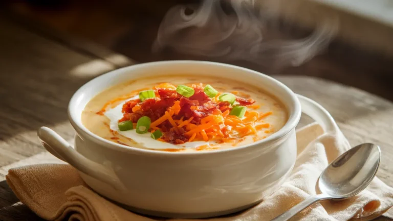 One-Pot Crockpot Potato Soup with Cheddar and Crispy Bacon