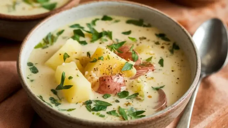 Rustic One-Pot Potato Soup with Garlic and Herbs