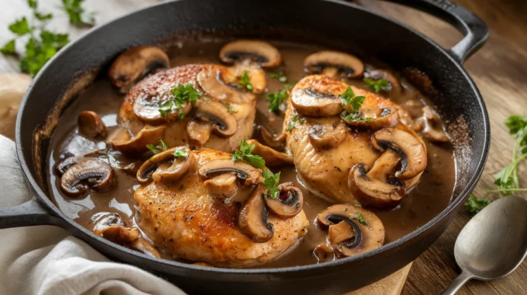 Skillet Chicken in Rich Mushroom Gravy
