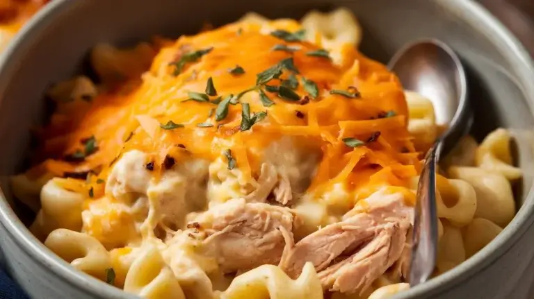 Slow Cooker Creamy Chicken & Cheese Comfort Casserole