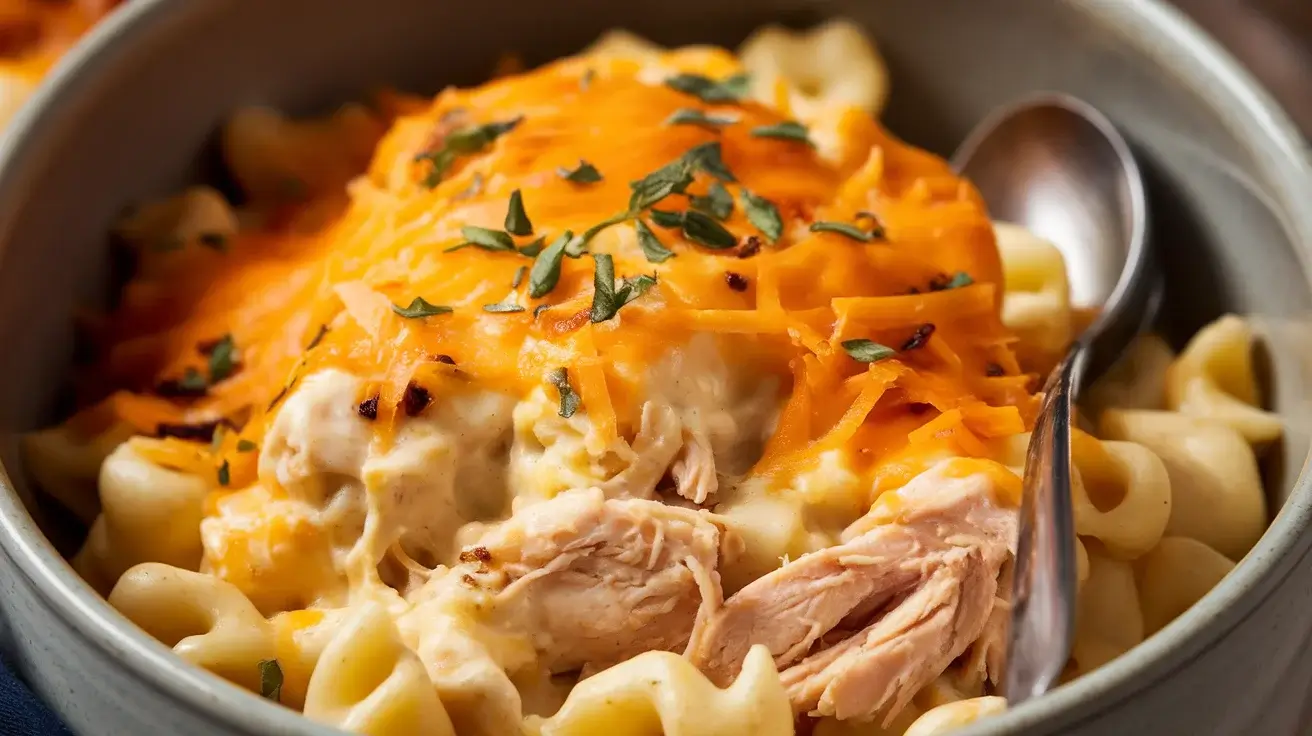 Slow Cooker Creamy Chicken & Cheese Comfort Casserole
