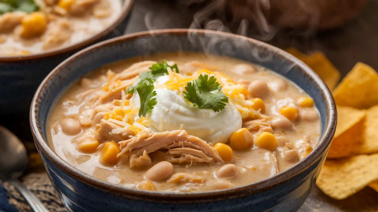 Slow Cooker White Chicken Chili with Cream Cheese and Corn