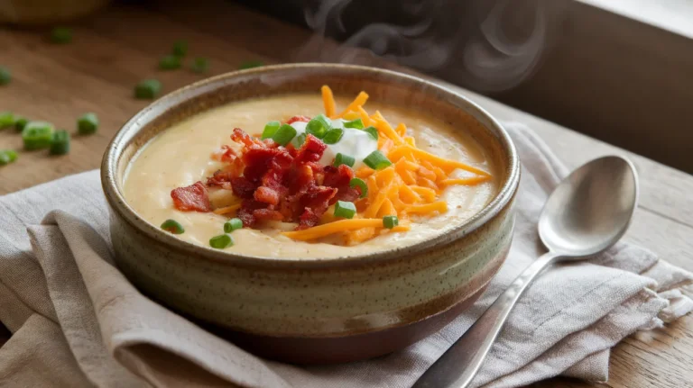 Thick & Comforting Slow Cooker Potato Soup with Garlic Butter