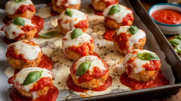 Crispy Oven-Baked Chicken Parm Meatballs with Marinara