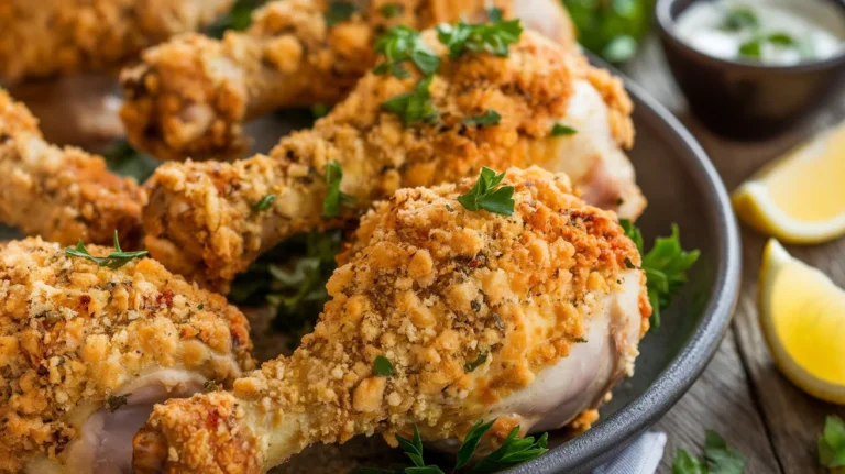 Crunchy Parmesan Crusted Oven Chicken Legs