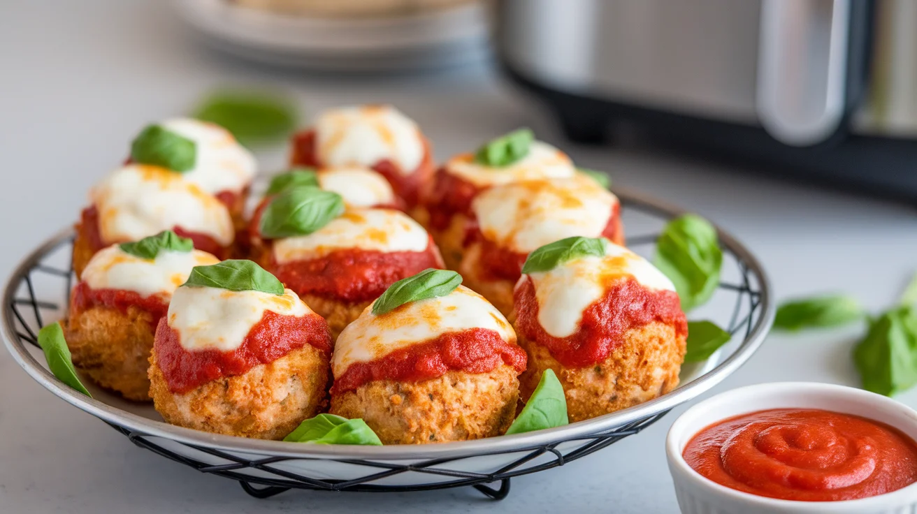 Healthy Air Fryer Chicken Parmesan Meatballs (Low-Carb Option)