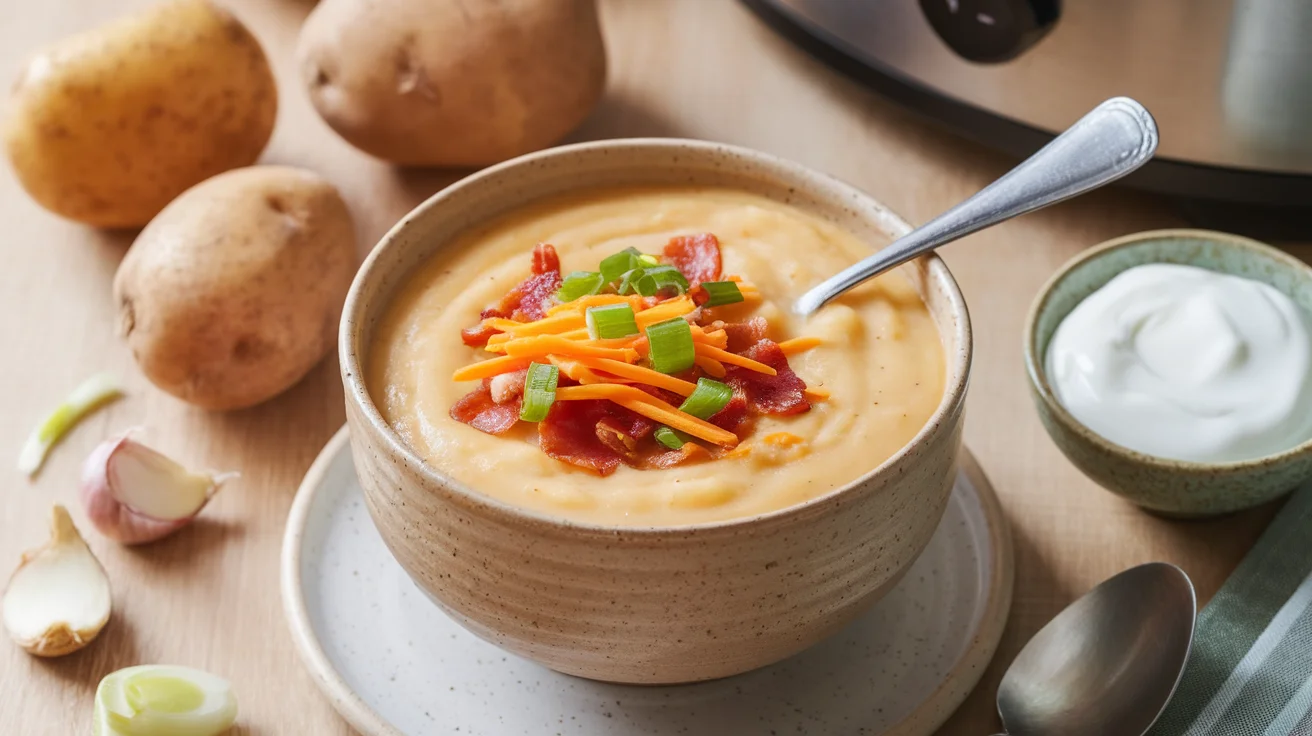 Healthy Crockpot Loaded Potato Soup