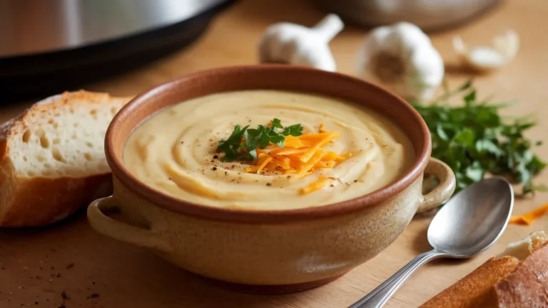 Slow Cooker Creamy Potato Soup with Garlic & Herbs