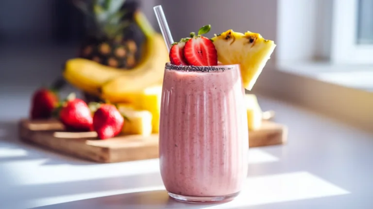 Strawberry Banana Pineapple Protein Smoothie